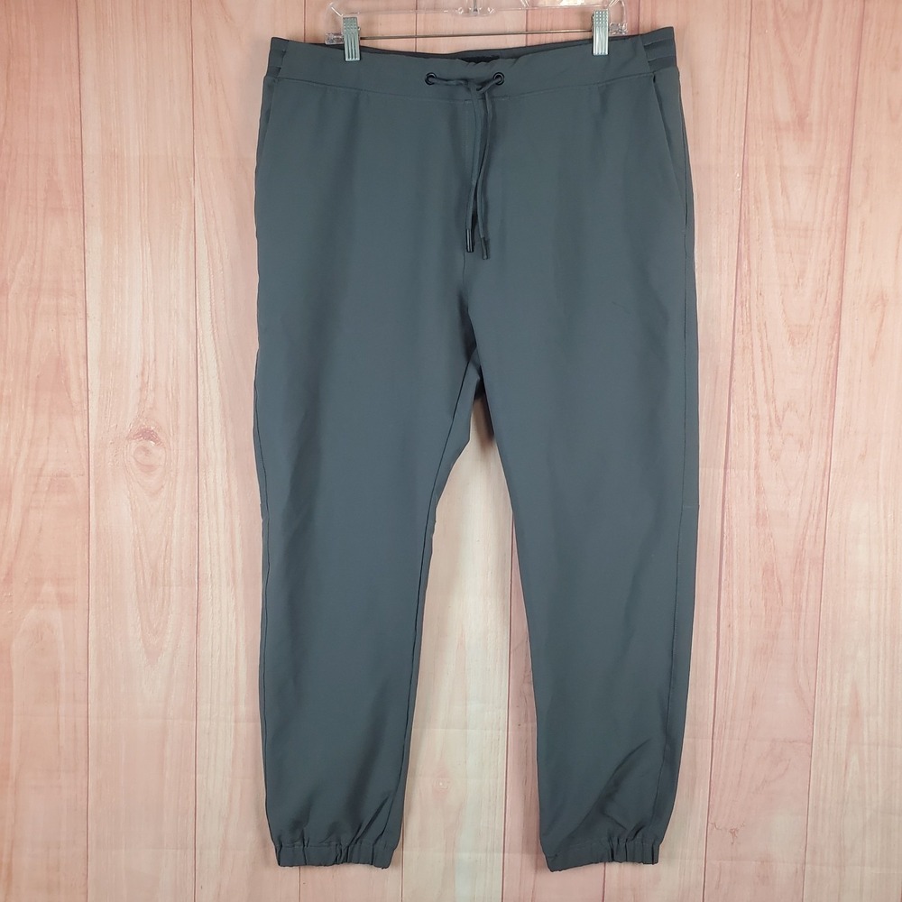 Abercrombie & Fitch Mens Joggers Pants XL Gray Polyester Drawstring Flat Front‎